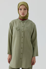 Yansıma Twill İpek Eşarp - Olive TUGBA