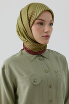 Yansıma Twill İpek Eşarp - Olive TUGBA