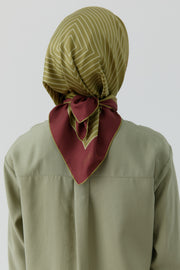 Yansıma Twill İpek Eşarp - Olive TUGBA
