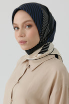 Yansıma Twill İpek Eşarp - Siyah TUGBA