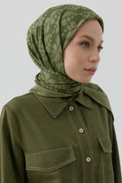 Yaprak Desen Stil Eşarp - Haki TUGBA