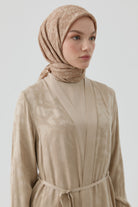 Yaprak Desen Stil Eşarp - Vizon TUGBA