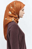 Yaprak Desenli Sura İpek Eşarp - Kiremit TUGBA