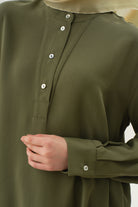 Yarım Patlı Asimetrik Tunik - Haki TUGBA