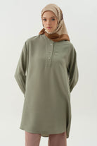 Yarım Patlı Asimetrik Tunik - Mint TUGBA