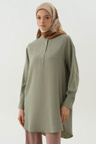 Yarım Patlı Asimetrik Tunik - Mint TUGBA