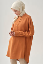 Yarım Patlı Asimetrik Tunik - Tarçın TUGBA