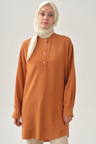Yarım Patlı Asimetrik Tunik - Tarçın TUGBA