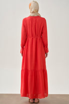 Yarım Patlı Büzgü Etekli Elbise - Mercan TUGBA