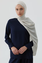 Yırtmaç Detaylı Bluz Tunik - Lacivert TUGBA