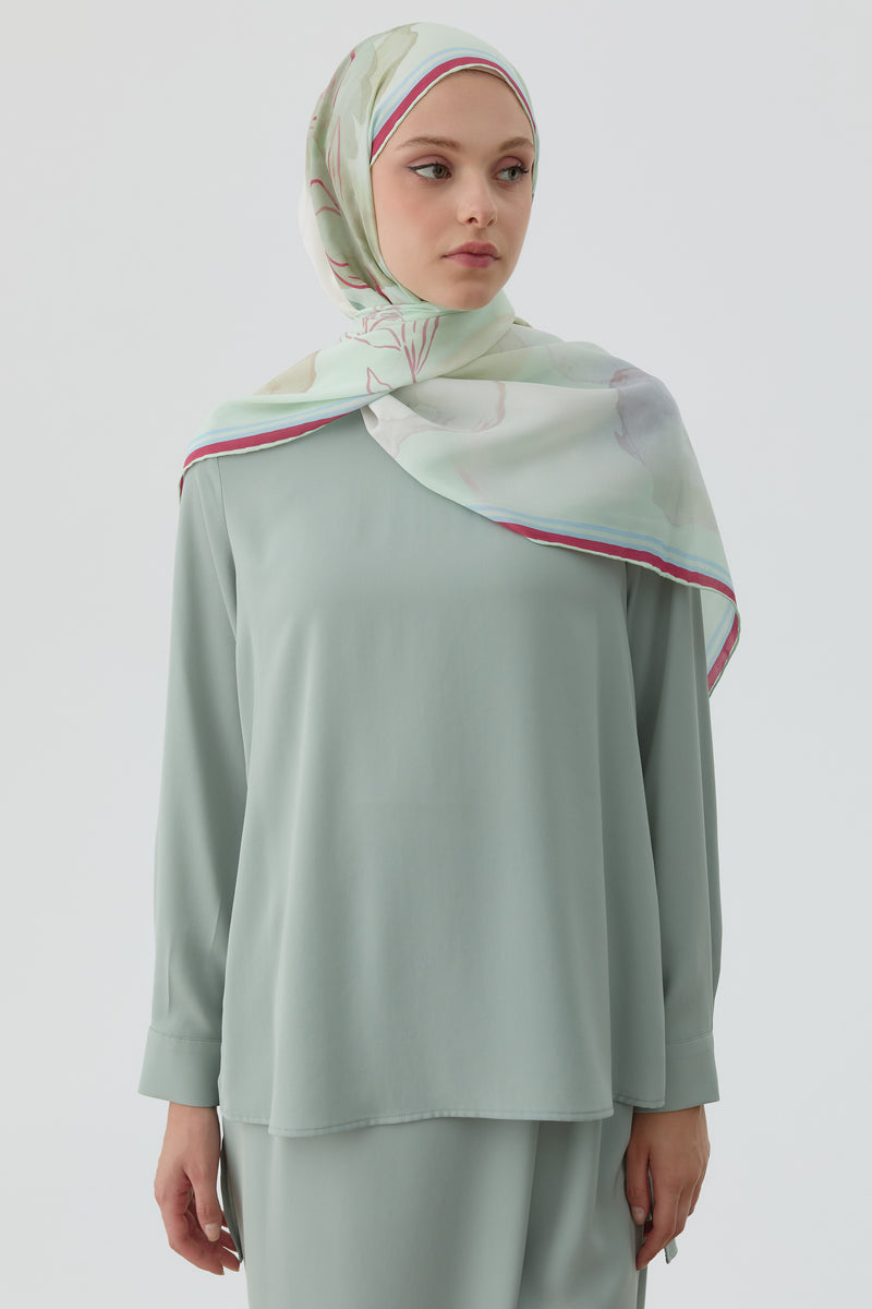 Yırtmaç Detaylı Bluz Tunik - Mint TUGBA