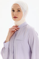 Yırtmaç Detaylı Çizgili Gömlek - Lila TUGBA