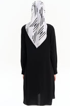 Yırtmaçlı Düğme Kapamalı Tunik - Siyah TUGBA