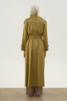 Yırtmaçlı Kruvaze Pardesü - Olive TUGBA