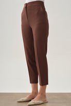 Yüksek Bel Basic Pantolon - Kahve TUGBA