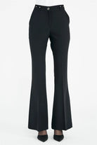 Yüksek Bel İspanyol Paça Pantolon - Siyah TUGBA