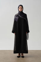 Zebra Desen Abaya - Siyah TUGBA