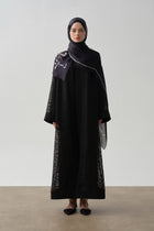 Zebra Desen Abaya - Siyah TUGBA