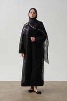Zebra Desen Abaya - Siyah TUGBA