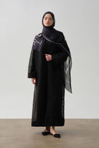 Zebra Desen Abaya - Siyah TUGBA