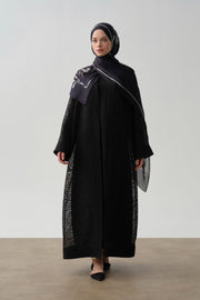 Zebra Desen Abaya - Siyah TUGBA