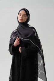 Zebra Desen Abaya - Siyah TUGBA