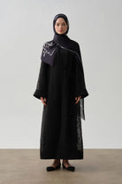 Zebra Desen Abaya - Siyah TUGBA