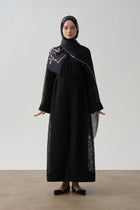 Zebra Desen Abaya - Siyah TUGBA