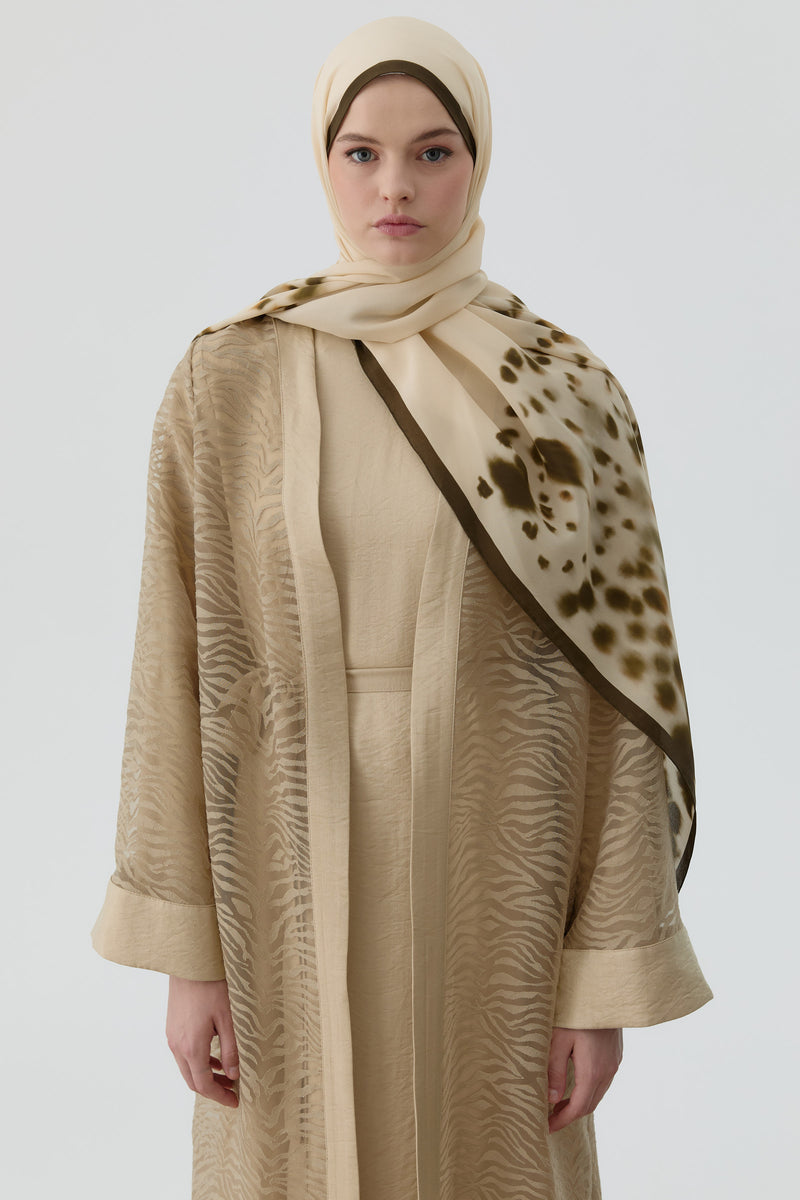 Zebra Desen Abaya - Vizon TUGBA