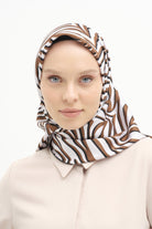 Zebra Desen Stil Eşarp - Kahve TUGBA