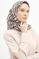 Zebra Desen Stil Eşarp - Kahve TUGBA