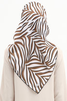 Zebra Desen Stil Eşarp - Kahve TUGBA