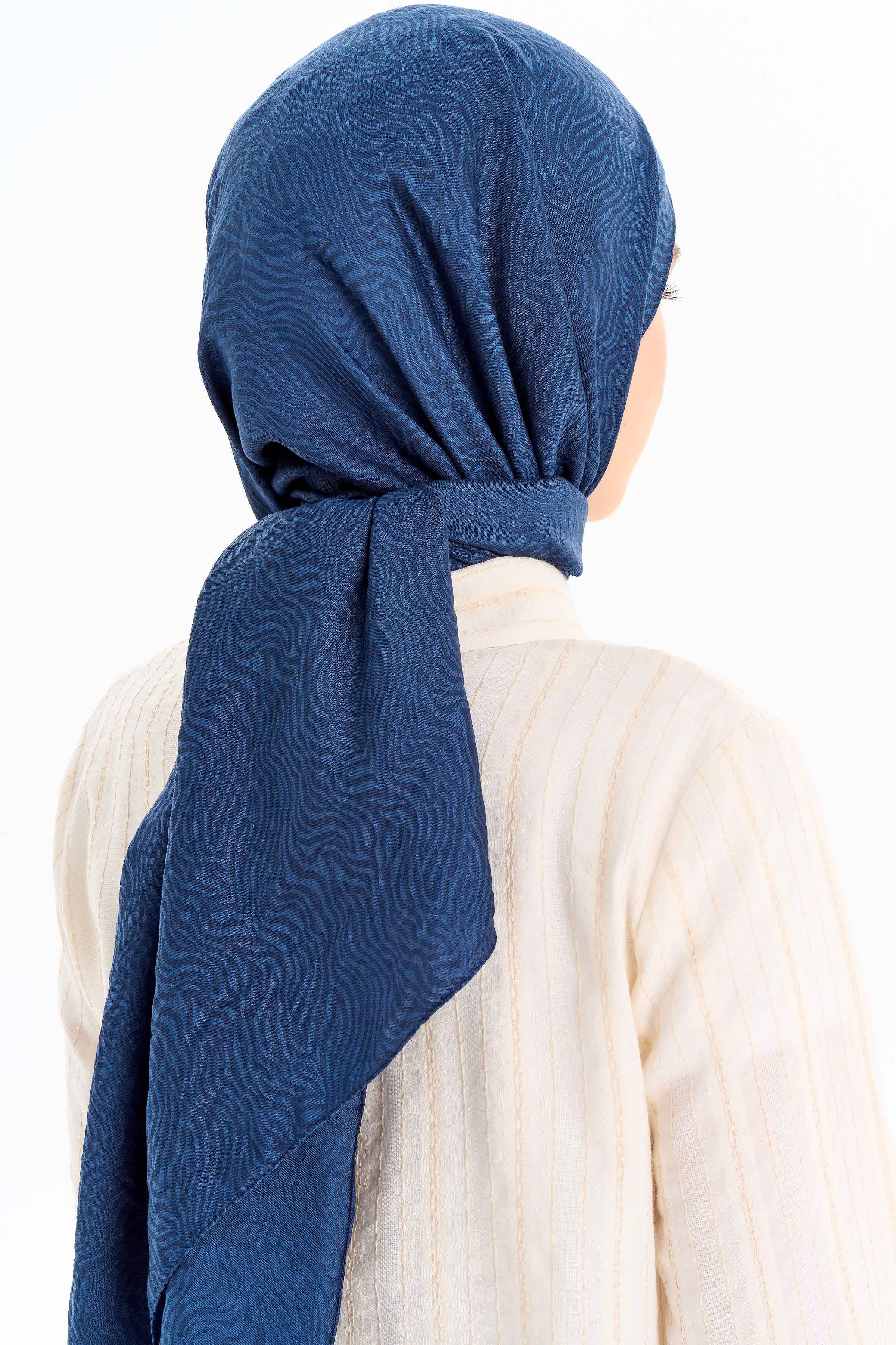 Zebra Desen Viskon Şal - İndigo TUGBA