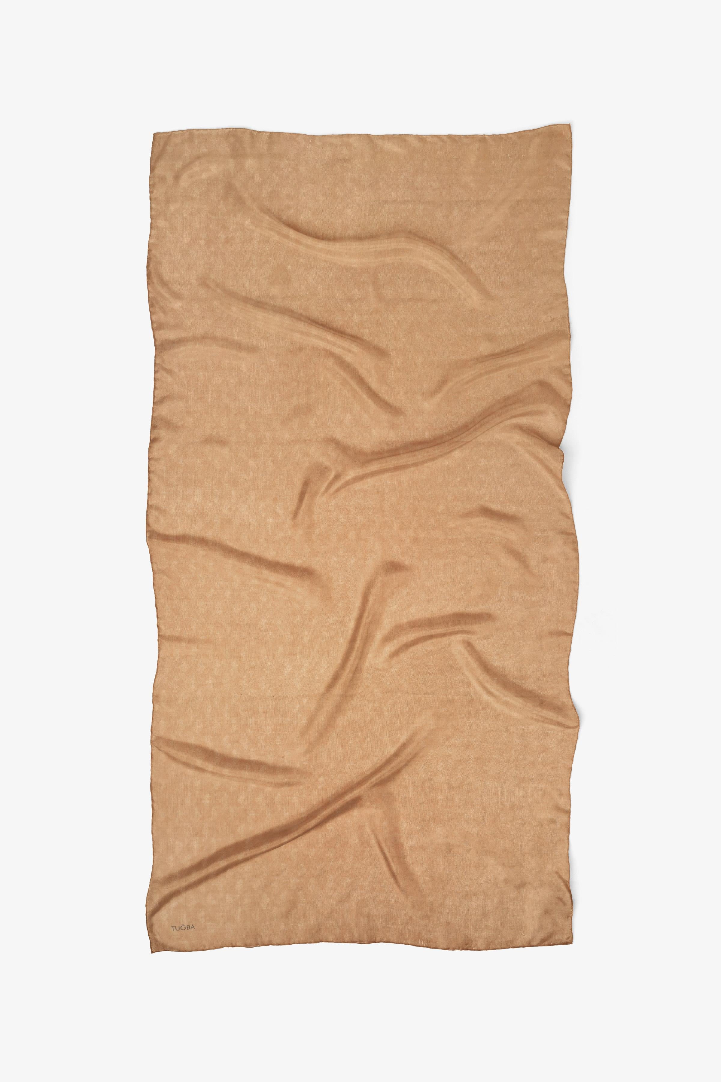 Zikzak Desenli Nehir Şal - Açık Kahve TUGBA