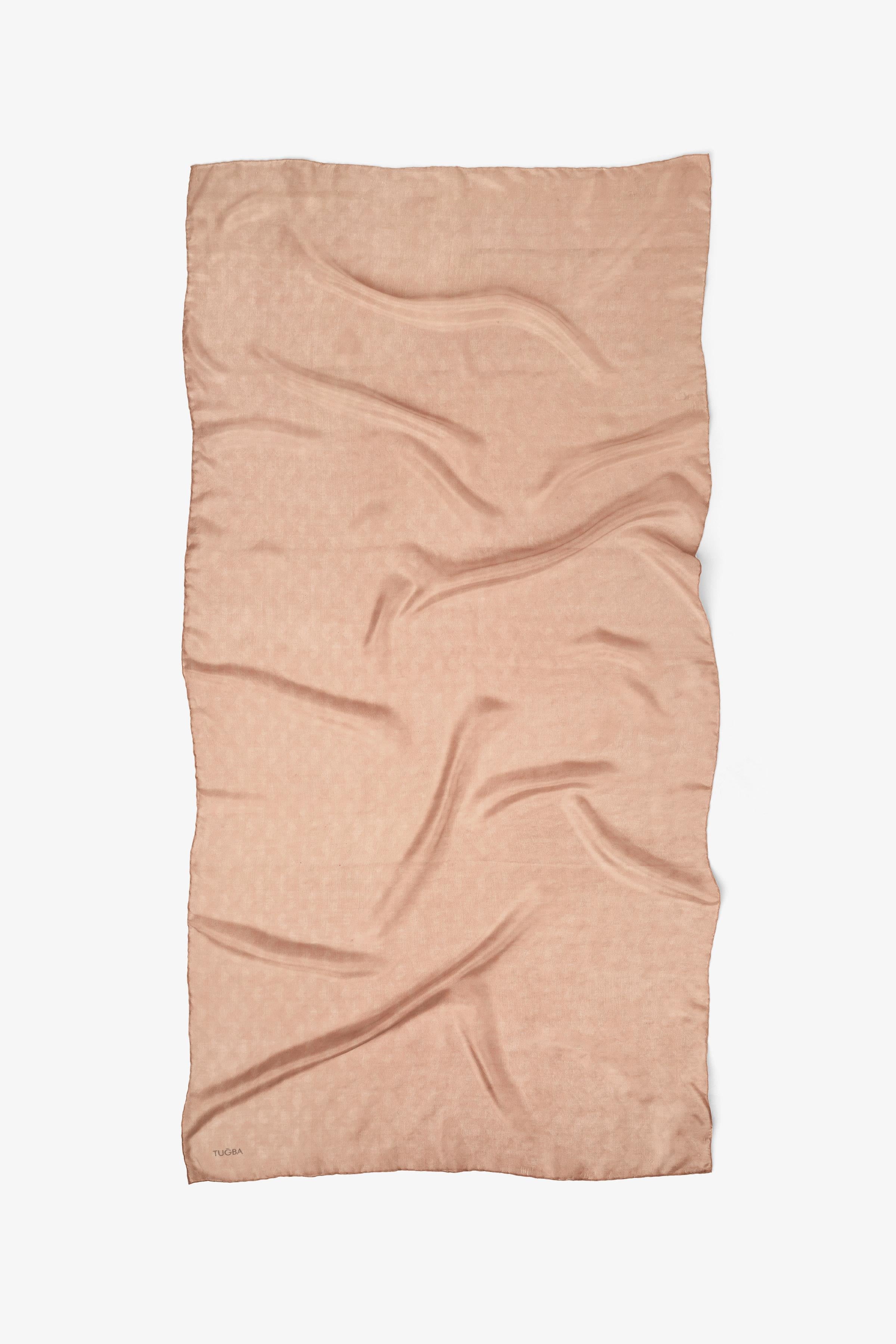 Zikzak Desenli Nehir Şal - Bej TUGBA