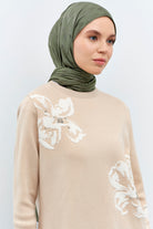 Zikzak Desen Viskon Şal - Haki TUGBA