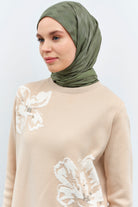 Zikzak Desen Viskon Şal - Haki TUGBA