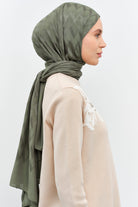 Zikzak Desen Viskon Şal - Haki TUGBA