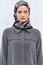 Zincir Desen Sura İpek Eşarp - Antrasit TUGBA