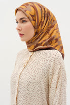 Zincir Desen Twill İpek Eşarp - Bakır TUGBA