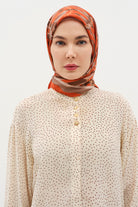 Zincir Desen Twill İpek Eşarp - Turuncu TUGBA