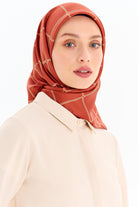 Zincir Desenli Stil Eşarp - Kiremit TUGBA