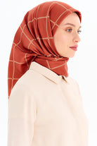 Zincir Desenli Stil Eşarp - Kiremit TUGBA