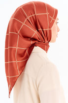 Zincir Desenli Stil Eşarp - Kiremit TUGBA