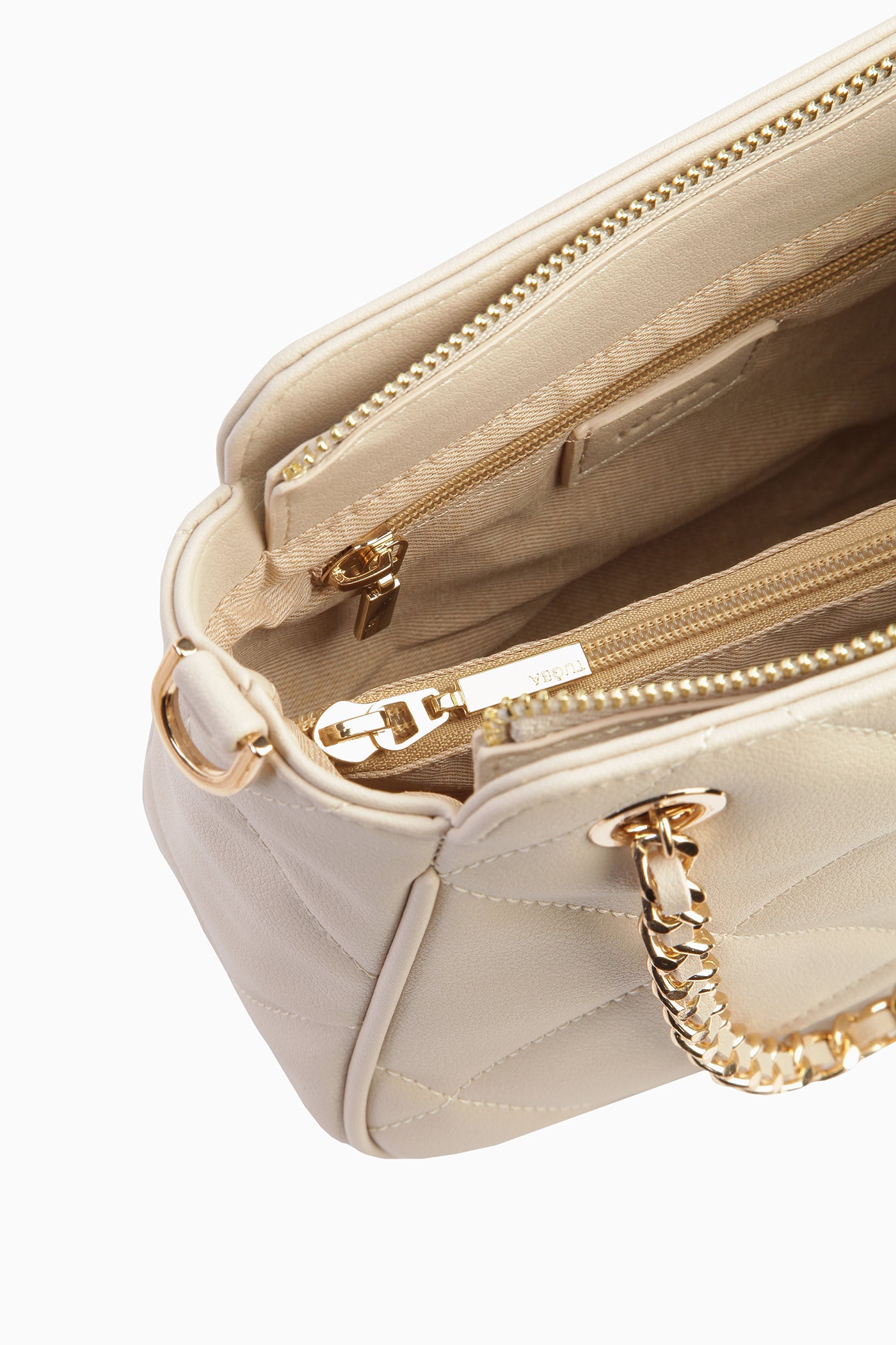 Zincir Kulplu Satchel Çanta - Bej TUGBA